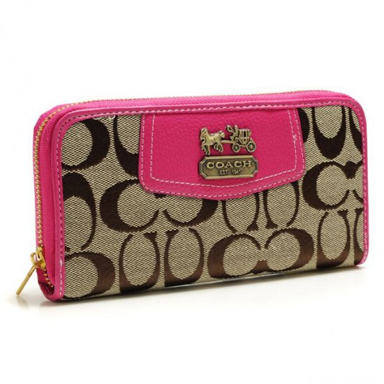 Coach Logo In Signature Large Pink Wallets BFV | Women